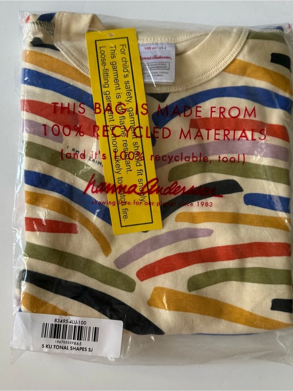 Hanna Andersson Kids Short John Rainbow Pajama Set 4T 5T 6-7 years
